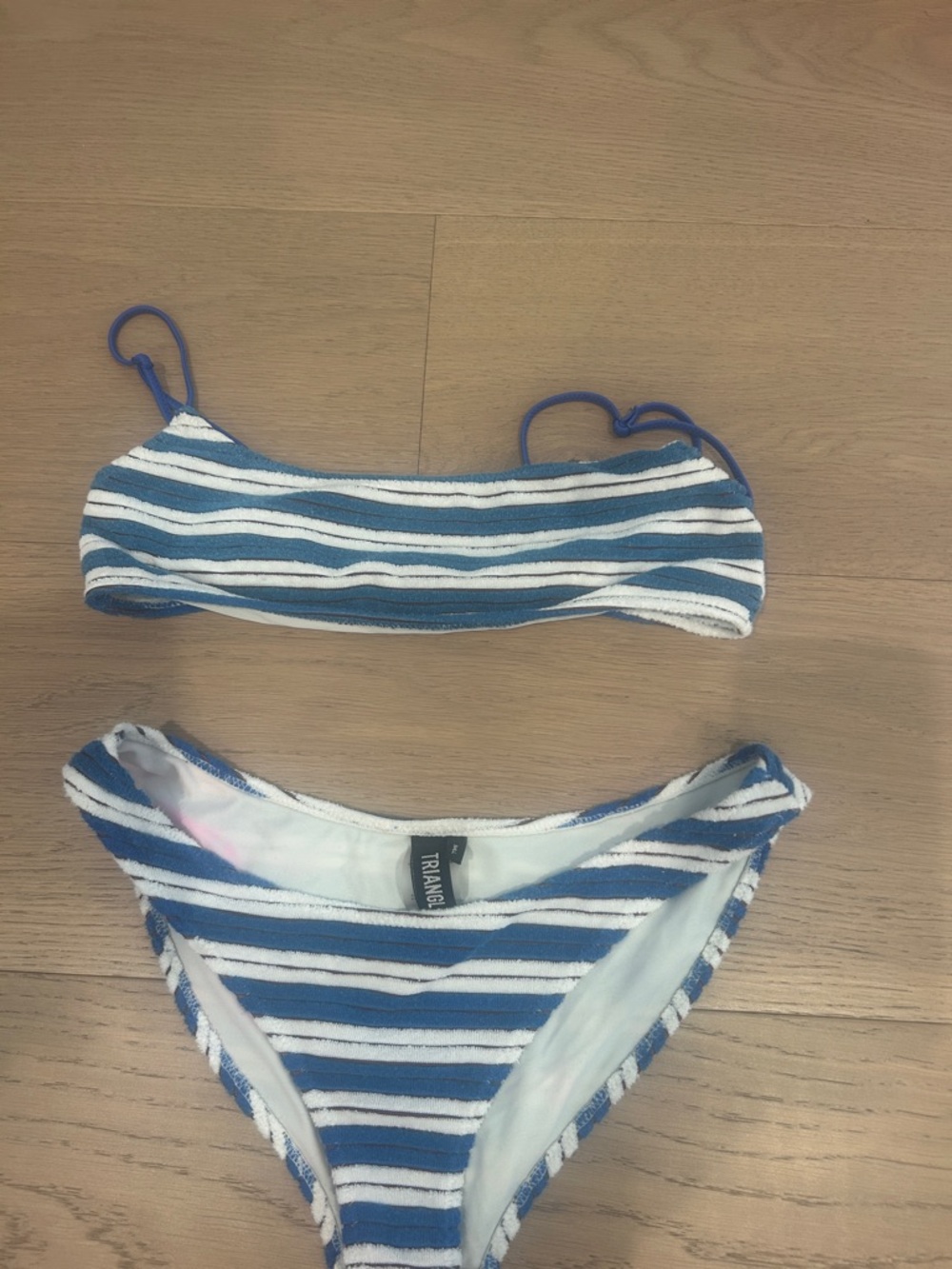 triangl swimwear Blue and White Striped Bikini Set